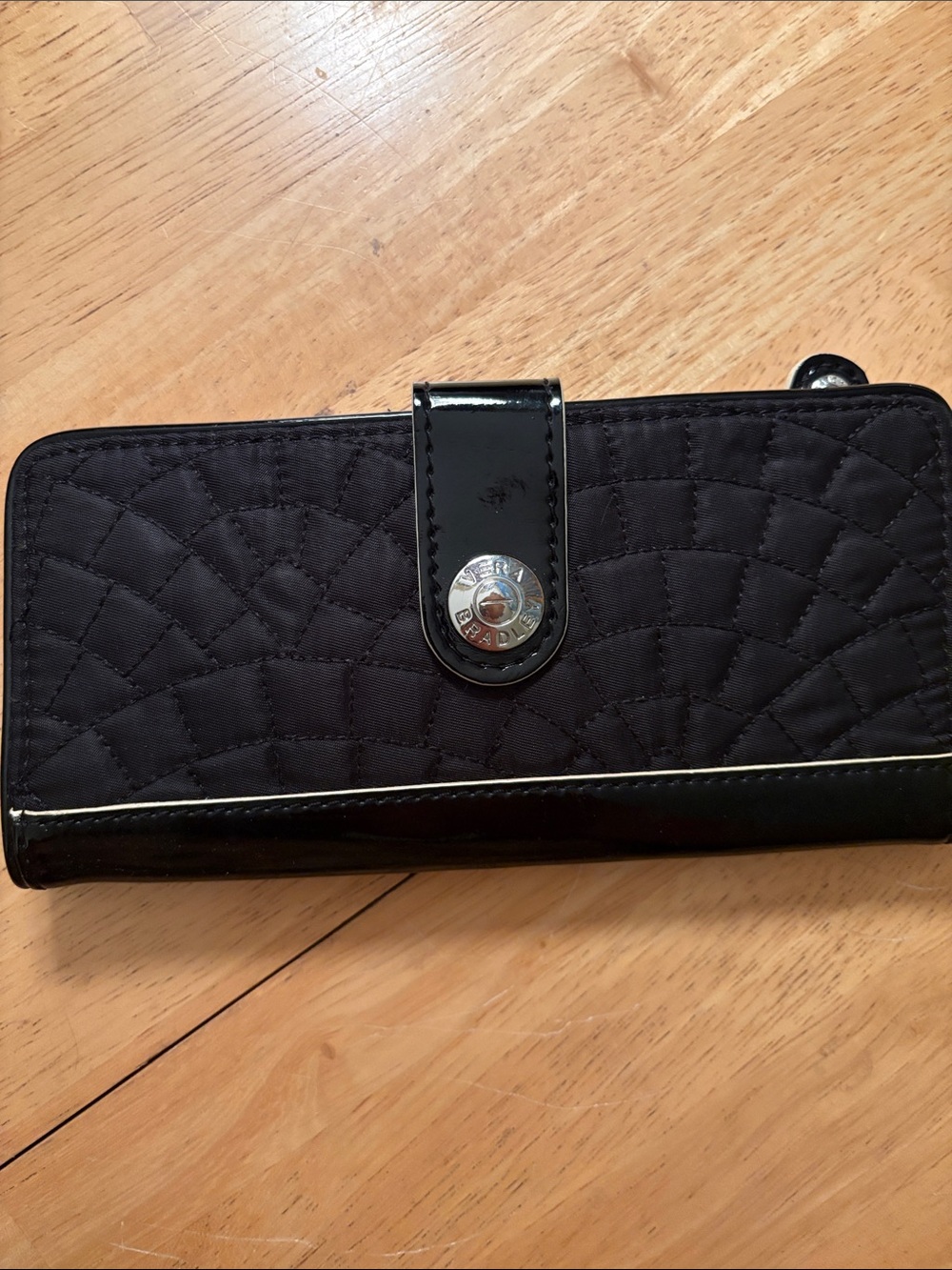 Vera Bradley Black Quilted Wallet with Patent Trim